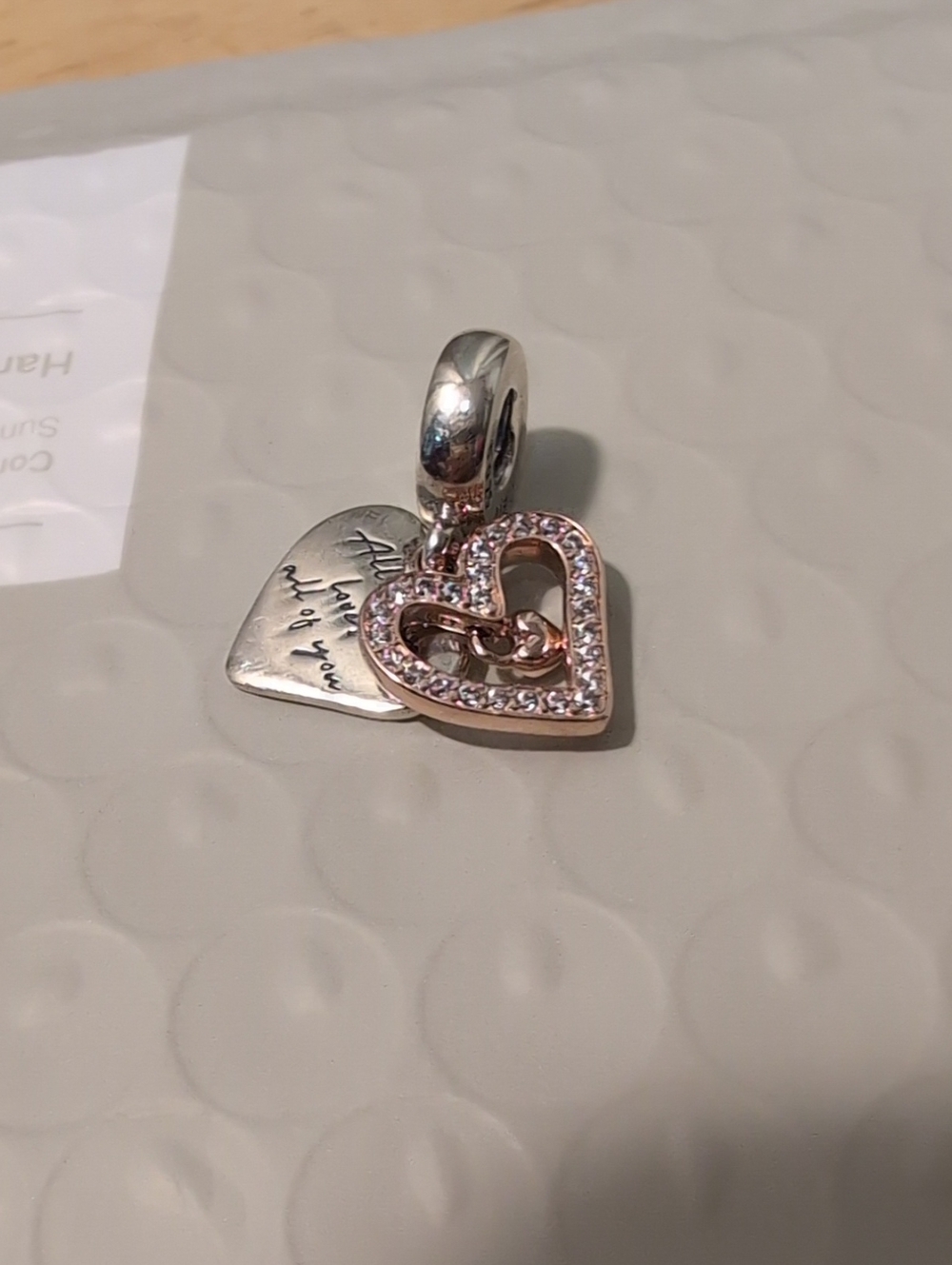 Pandora | Two- Tone Pave Crystal Heart Dangle Charm